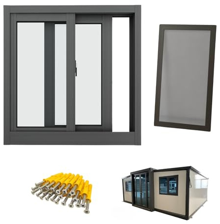 Générique Fenêtres De Remplacement pour Maison, Fenêtres Coulissantes avec Verre Trempé Et Moustiquaires, Fenêtre pour Petit Poulailler De sous-Sol, Cadre en Alliage D'aluminium(100x50cm)