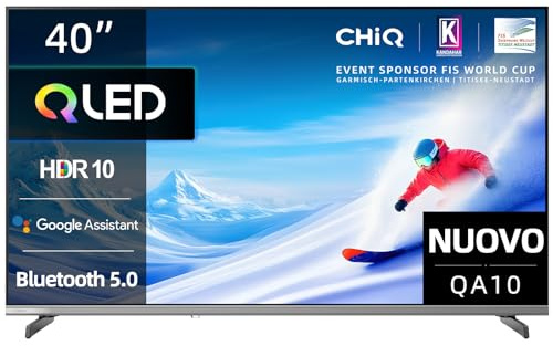 CHIQ 40QA10 40 Zoll Ful-HD QLED Smart TV, HDR10, Dolby Audio, Chromecast, rahmenloses Metallgehäuse, integrierter Triple Tuner (DVB-C/T/T2/S/S2), Airplay, Prime Video