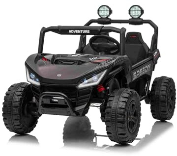 Beneo Motors 4x4 Voiture électrique Enfants 24V – 2 Places T-Rex Ride, Noir, 4×45W Moteurs, Batterie Lithium, télécommande parentale 2,4 GHz, LED, MP3 USB/AUX – Véhicule Tout-Terrain 3 à 8 Ans