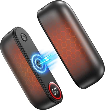 Wiederaufladbar Handwärmer Elektrisch, 2 Pack 5000mAh Magnetischer Elektrisch Handwärmer mit LED-Notbeleuchtung, Tragbar Akku Taschenwärmer für -Outdoor-Sportarten Wandern