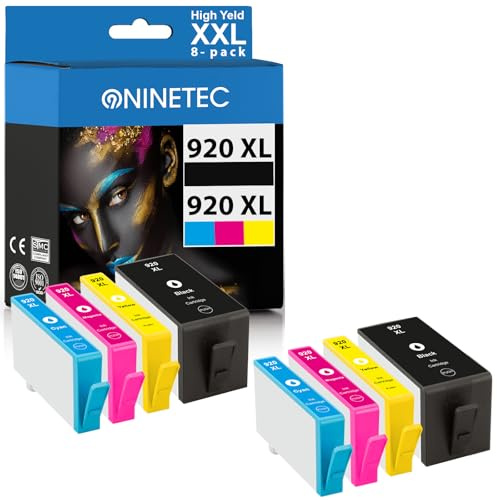 NINETEC 920 XL Druckerpatronen Multipack Ersatz für HP 920 Kompatibel für HP 920 XL 920 XL HP Officejet 6000 6500 6500A 7000 7500A Patrone Schwarz Cyan Magenta Gelb 8-Pack
