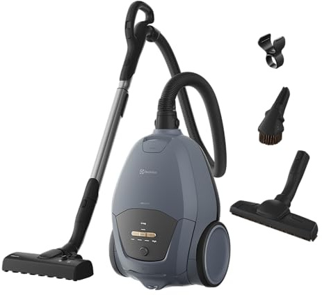Electrolux 700 Aspiradora silenciosa con Bolsa, EB71U2LDB, Ultra silenciosa, 59 dB, AllFloor Auto para Todos los Suelos, Filtro de higiene E12, Lavable, Rango de acción de 12 m, 3,5 l, Denim Azul