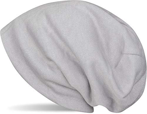 styleBREAKER warme Feinstrick Beanie Mütze mit sehr weichem Fleece Innenfutter, Longbeanie unifarben, Unisex 04024092, Farbe:Hellgrau