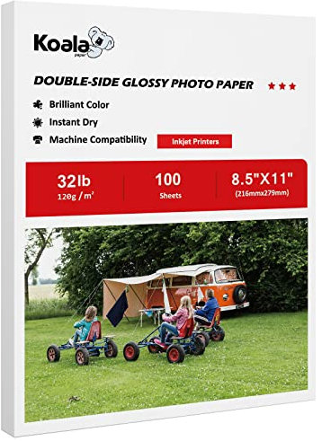 Koala Fotopapier, doppelseitig, glänzend, 21,6 x 27,9 cm, 120 g/m², 100 Blatt, kompatibel mit Tintenstrahldrucker