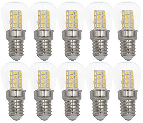 WULUN E14 SES SMD LED 3w, tapa de vidrio transparente, equivalente a una bombilla halógeno de 30w, AC 220-240v, adecuada para la temperatura de funcionamiento del refrigerador, blanco cálido