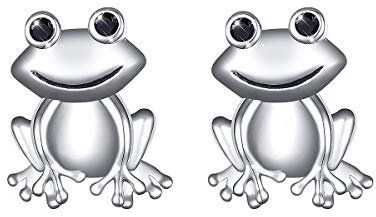 Alphm S925 Sterling Silber Frosch Herz Halskette Ring Armband Ohrringe Schmuckset für Frauen Mädchen, Sterling Silber, Zirkonia