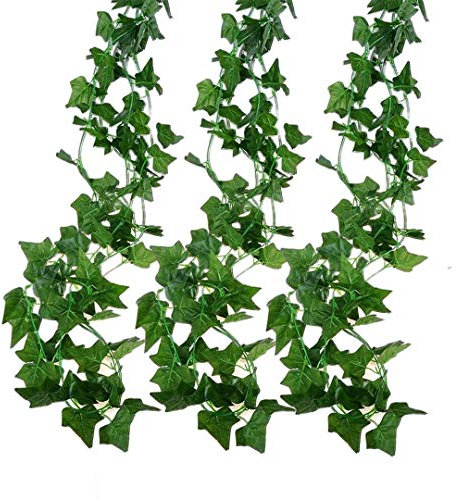 Deruxan Künstliche Efeugirlanden 12 Stück Efeu Hängend Girlande Ivy Leaves Kunstpflanze mit 80 Blatt zum Aufhängen an der Wand, Balkon, Zaun, Hochzeit, Zu hause, Party, Garten (2.2M)