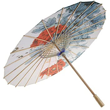 joyMerit Rainproof Handmade Silk Umbrella Parasol 33'' Peony - Chinese Japanese Style Painting Pattern