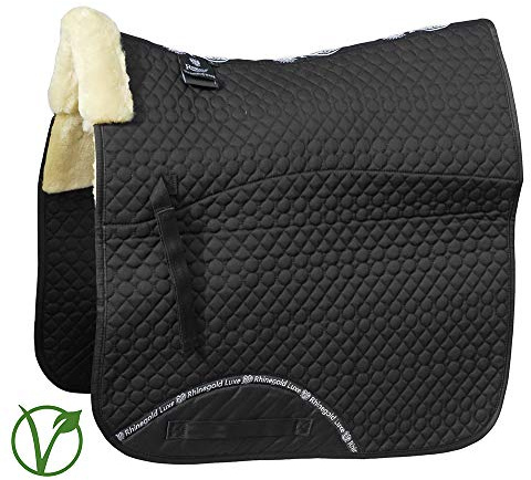 Rhinegold Unisex's 455-P-BK/NAT Luxe Fur Dressur Schabracke, Schwarz/Natur, Pony