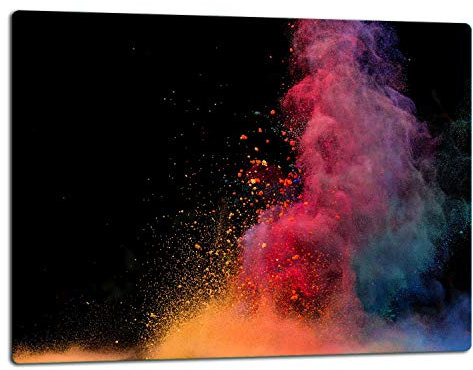TMK - Planche à découper en verre, avec plaque de cuisson en ceranfeld, 52 x 40 cm, motif noir