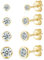 Damen Ohrstecker Silber 925 Vergoldet 4 Paar Klein Sterling Silber Stecker Ohrringe Set mit Zirkonia Schlafen Knorpel Tragus Modeschmuck für Damen Herren Geschenke 2mm/3mm/4mm/5mm