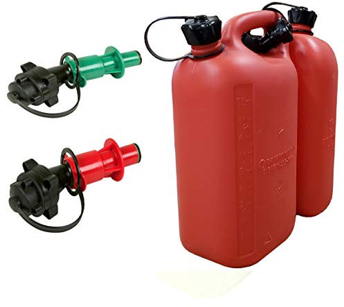 SWS Forst GmbH Doppelkanister Rot Benzinkanister 5L Benzin 3L Öl mit 2 Automatik Einfüllsystem
