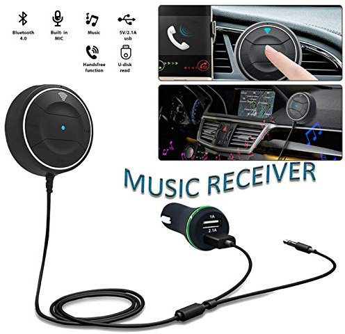 Kit de Receptor de Coche Inalámbrico Bluetooth, Riloer Receptor de Audio Estéreo MP3 Bluetooth Portátil para Windows, iPhone, iPad, Android, PC