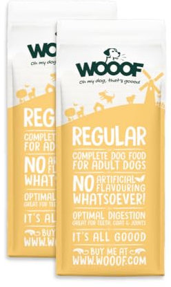 WOOOF Regular 28kg kaltgepresstes Hundefutter mit Rindfleisch | Trockenfutter, natürliche Zutaten, leicht verdaulich, ohne Weizengluten