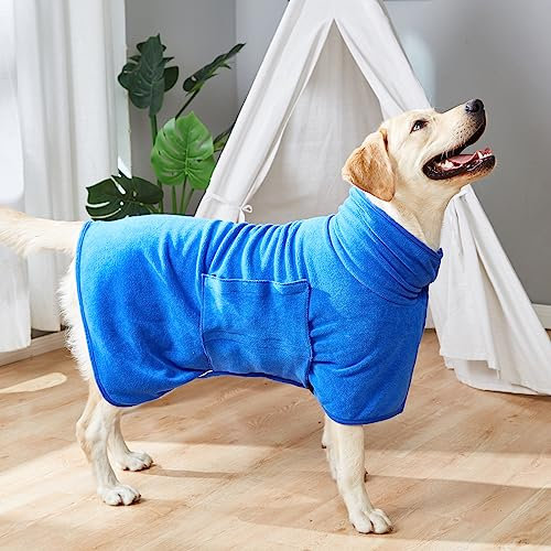 Zorela Dog Drying Coat, 400gsm Microfibre Towel Robe Dog Drying Robe, Super Absorbent & Fast Drying Dressing Gown Bathrobe for Dogs After Bath, Swim, Wet Walk
