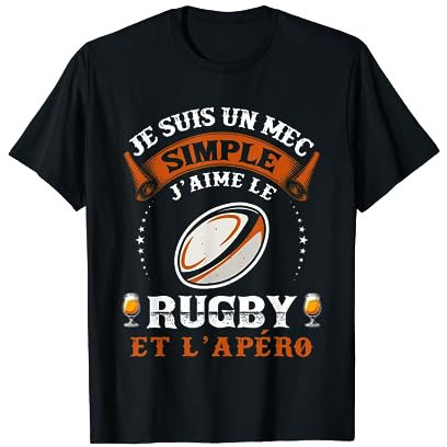 J'aime Le Rugby et L'apéro Idée Originale Rugbyman Humour T-Shirt