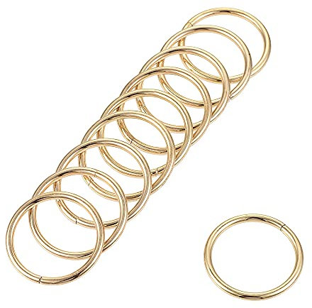 sourcing map 10 Stück O Ringe 0.79(20mm) Metall für Riemen Taschen Gürtel DIY Handwerk Gold Ton