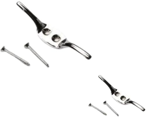 Chrome Cleat Hooks for Roman Blinds, Curtains, Washing Lines - Tie Back Cord Hooks and Tie Downs - Pack of 2