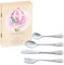 Maverton Kids Silverware in a Wooden Box – Personalised Animals Cutlery Set – Stainless Steel Engraved Utensil Set – for Girls - Balloon