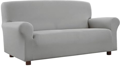 Banzaii Elastischer Sofabezug/Sofaüberwürfe Stretch, schumutzabweisend, mit geformten Armlehnen - Made in Italy - 2 Sitzer Hellgrau
