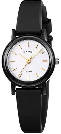 Damen-Armbanduhr, dünn, rund, schwarz, wasserdicht, Luxus-Quarz, digitaler Stil, lässig, Business Analog, Schwarz - Zoll, Klassisch