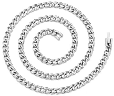 Philip Jones Men's 6mm Stainless Steel 24 Inch Cuban Curb Chain Necklace