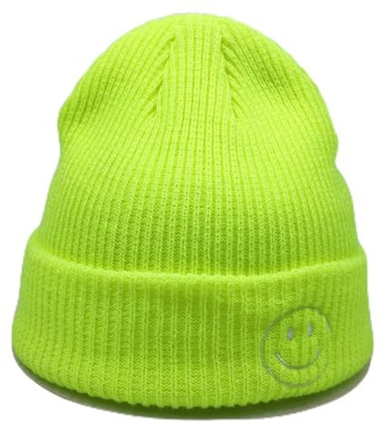 Focisa Strickmützen Mützen Caps Beanie Hüte Mode Einfarbige Kurze Gestrickte Wintermütze Damen Smiley Männer Mütze Neon Gelb Neongrün Lila Hellrosa Neongelb