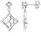 Sllaiss Klee Ohrringe 925 Sterling Silber Ohrstecker für Frauen 4MM Zirkonia Ohrstecker Knorpel Ohrringe Drop Baumeln Ohrringe Weißgold