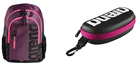 ARENA Spiky III Backpack 30 Zaino Sportivo da Piscina, Mare, Palestra e Tempo Libero, Borsa da Viaggio in tessuto idrorepellente con Spallacci Imbottiti, 30 Litri & Goggle Case, Astuccio, Nero