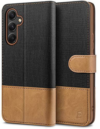 BEZ Handyhülle für Samsung Galaxy A54 5G Hülle, Hülle für Samsung A54 5G, Tasche Kompatibel für Samsung A54, Schutzhüllen aus Klappetui mit Kreditkartenhaltern, RFID Schutz, Magnetverschluss, Schwarz