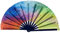 Large Rave Folding Handheld Chinese/Japanese Fan Women Girls Rave Accessories for Music Festivals Burlesque Pride Outfits Clack Fan (Rainbow)