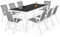 IDMarket - Salon de Jardin Madrid Table 190 CM et 8 chaises empilables Blanc et Gris