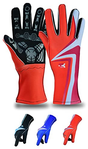 TK Karting Go-Kart Racing Handschuhe - Rallye-Handschuhe mit aufgedrucktem Motiv (Rot, L)