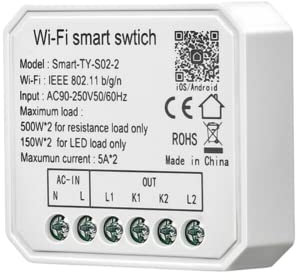 WLAN Smart Lichtschalter, 2-Wege DIY Lichtschalter Relais Modul Smart Life/Tuya APP, kompatibel mit Alexa und Google Home, 10A 2200W
