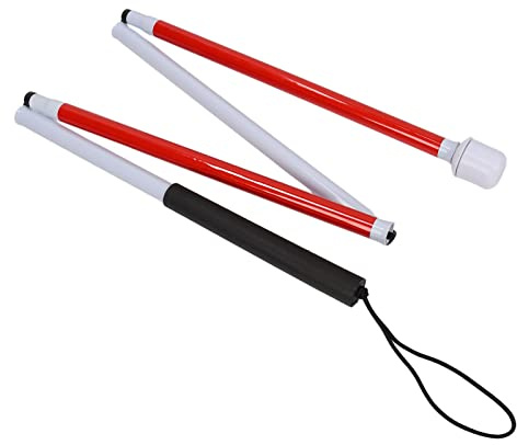 ANKROYU 125 cm Blindenstock Faltbar mit Roll Kugel, Langstock Blind | Klappbarer Reflektierender Stock aus Aluminiumlegierung, Leichte Blindenstock mit Kugel, Rutschfester Griff, Führungsstock