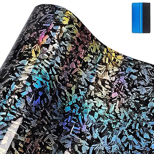 NewL Forged Carbon Fiber Gloss Chameleon Vinyl Wrap Sticker Free Bubble Air Release DIY Decal Car Auto Vehicle Morotcycle Self Adhesive (30cm x 100cm)