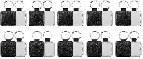 Trjgtas 20 Pièces Sublimation Blanks Porte-Clés Transfert de Chaleur Porte-Clés Sublimation Blank Carré Noir