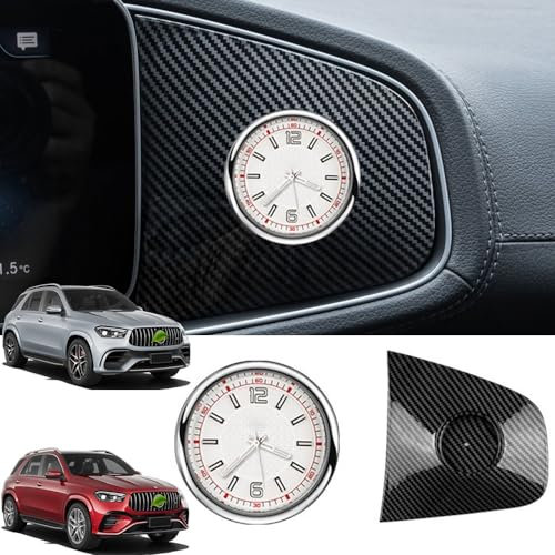 Auto-Mittelkonsolenuhr-Quarzuhr-Abdeckungsverkleidung für Mercedes-Benz GLE 350 450 AMG 53 Coupé 63 S GLS 450 580 AMG 63 2020-2024 für Mercedes Benz W167 X167 V167 Kohlefaser-Innenzubehör