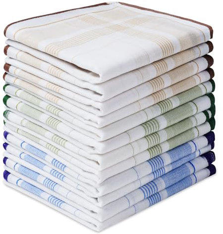 Aomig Taschentücher Herren, 12 Stück Baumwolle Stofftaschentücher Set, Traditionelle Taschentücher Stoff Herren Handkerchief, Wiederverwendbar Herrentaschentücher, 40cm x 40cm (3 Farben/B)