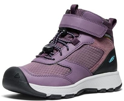 KEEN Unisex-Child Skua Mid Waterproof Hiking Boots, Black Plum/Plum Perfect, 27/28