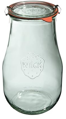 Weck Tulpenglas 2700 ml 4 Stück | Glas mit Deckel, Dichtung und 2 Verschlüssen | zum Einmachen von Konserven, Säften, hermetischer Aufbewahrung von trockenen Zutaten