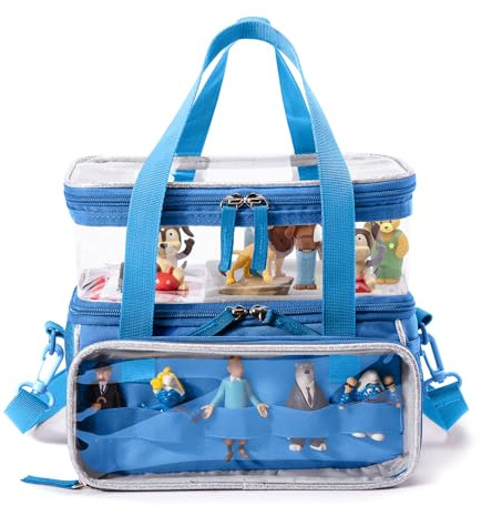 SFYBYHEART Case for Toniebox Audio Player Starter Set, Double-Layer, Blue, Cartoon Pattern, 30 Tonies Capacity, Compatible with Tonies Figures and Characters, Children Gift, Unisex