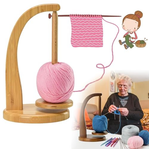 SMchwbc Wollabwickler, Magnetischer Wollknäuelhalter, Wollhalter Rotierender, Garnhalter, Holzgarnspinner, rotierender Magnetischer Wollknäuelhalter, Häkelgeschenk Für Strickliebhaber (1,1)