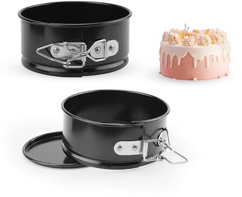 TEKONDA 2 moldes pequeños para tartas redondos, moldes para tartas, color negro, para panaderías, bodas, cocinas