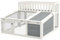 PawHut Clapier, Cage à Lapin en Bois avec étagère pour Plantes Grand Espace en Bois, Plusieurs Portes - Dim. 94L x 90l x 60H cm - Gris et Blanc