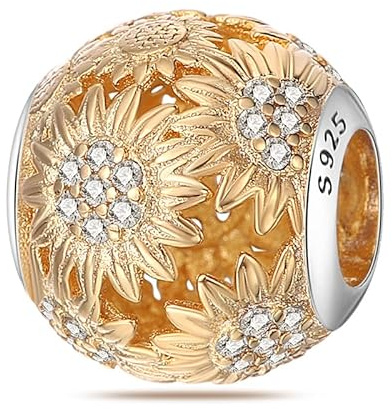 LIGHTDOG Femmes Charms 925 Charms en argent sterling avec des perles de fleurs,Compatible avec les charms européens pour les femmes filles bracelets Pandora