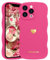 LAPOPNUT for iPhone 13 Pro Max Case,Cute Curly Wave Frame Love Heart Phone Case for Girls Women,Soft Silicone TPU Bumper Shockproof Camera Protective Cover for iPhone 13 Pro Max 6.7 inch,Hot Pink