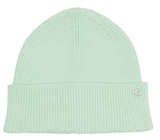 s.Oliver Gestrickte Beanie mit Umschlag und Logo-Detail