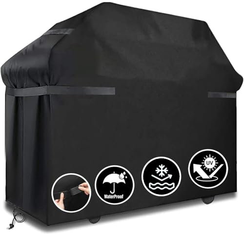 BBQ Cover Waterproof Heavy Duty - Weather Resistant, UV & Fade Resistant Outdoor Rip-Proof Large Barbecue Covers With Adjustable Straps For Weber BBQ, Char Broil, Gas Grill