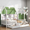 Kinderbett 90x200 mit Mehrzweck Bücherregal und 2 Schubladen, Kiefernholz Kinder Bett mit Rausfallschutz und Lattenrost, Hausbett für Jungen Mädchen, Kinder Haus Bett Jugendbett, ohne Matratze, Weiß